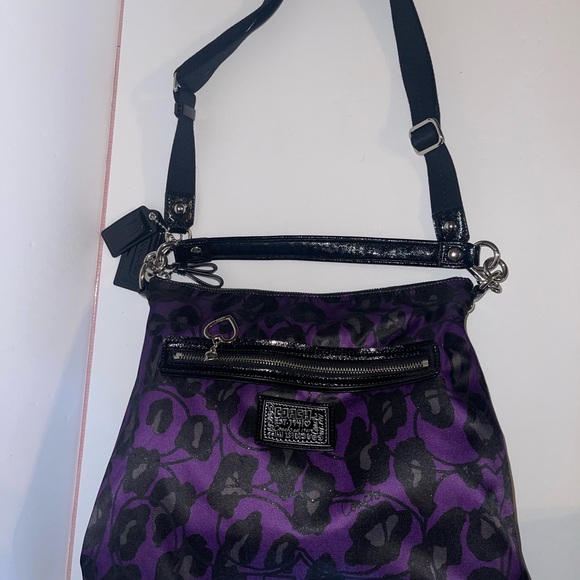 Coach Daisy F20060 Black and Purple Poppy Ocelot - Picture 2 of 10